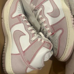 NEW in Box  Nike Dunk High 1985 Barely Rose Denim Pink and White Sneakers